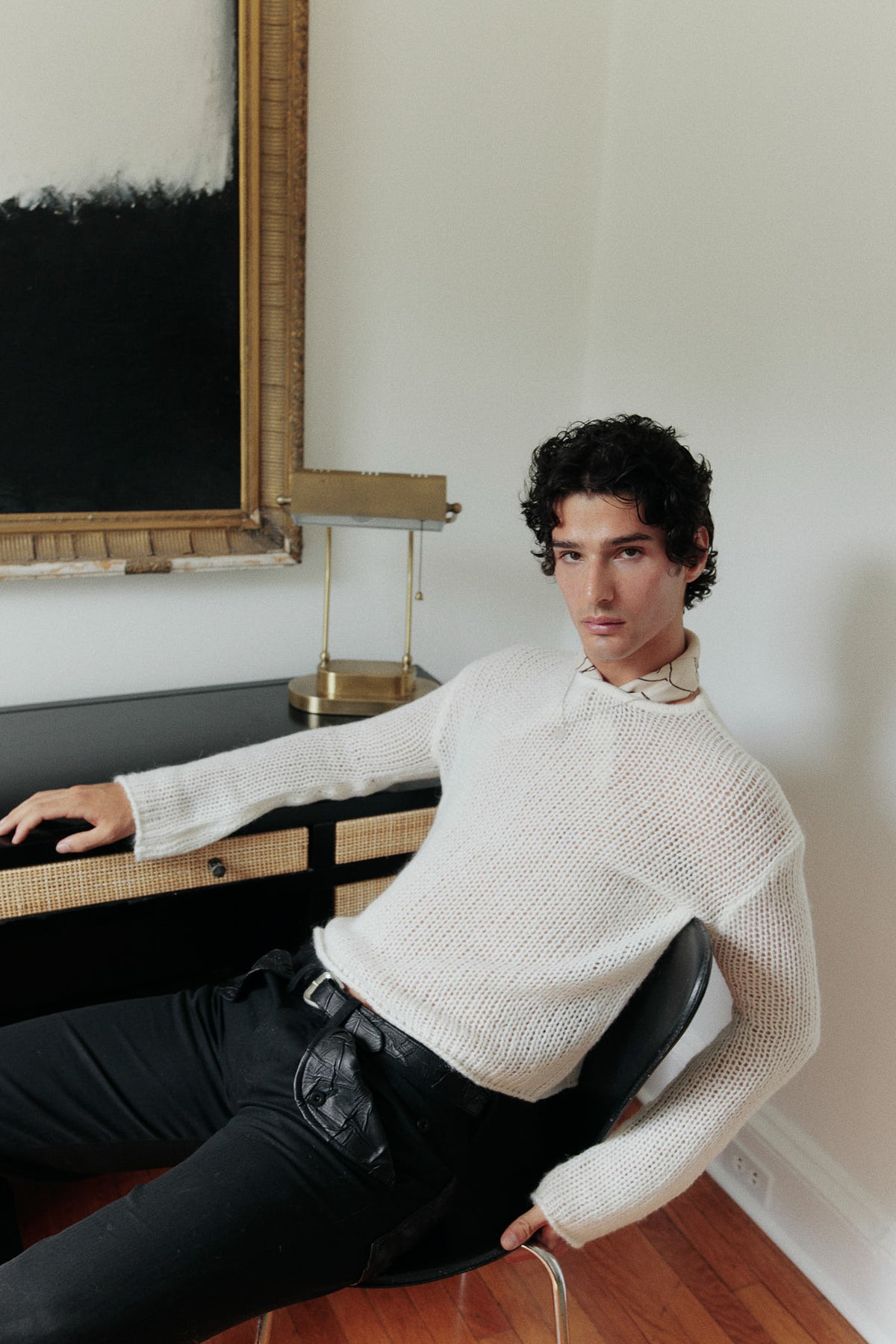 Loose-Gauge Mohair Knit Sweater