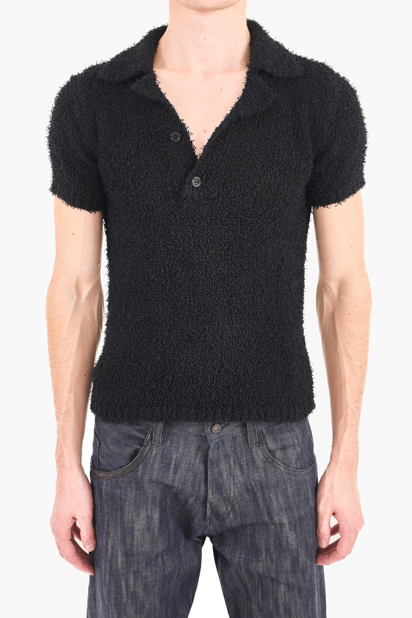 Fringe Knitted Polo Shirt