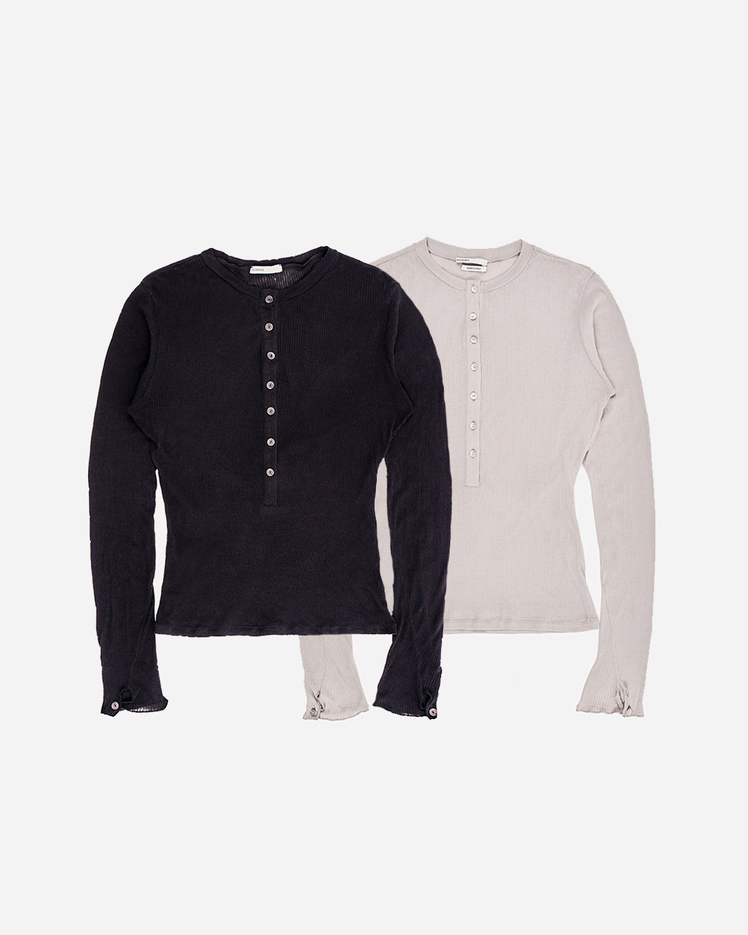 Nero Ribbed Knit Henley (Two-Pack)