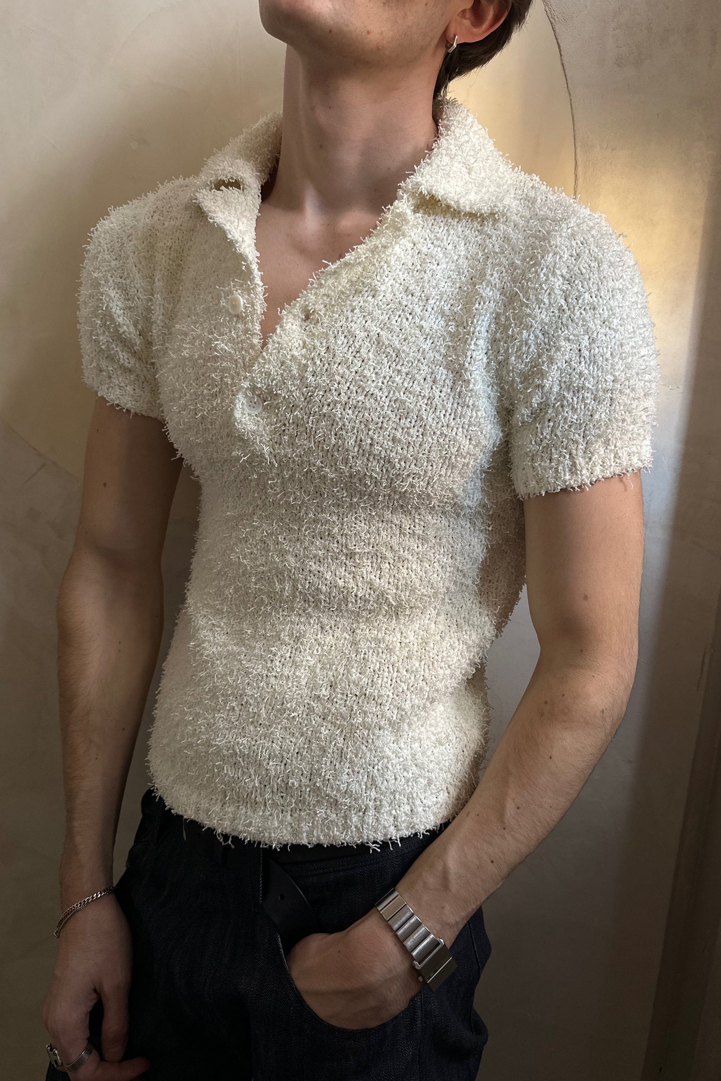 Fringe Knitted Polo Shirt