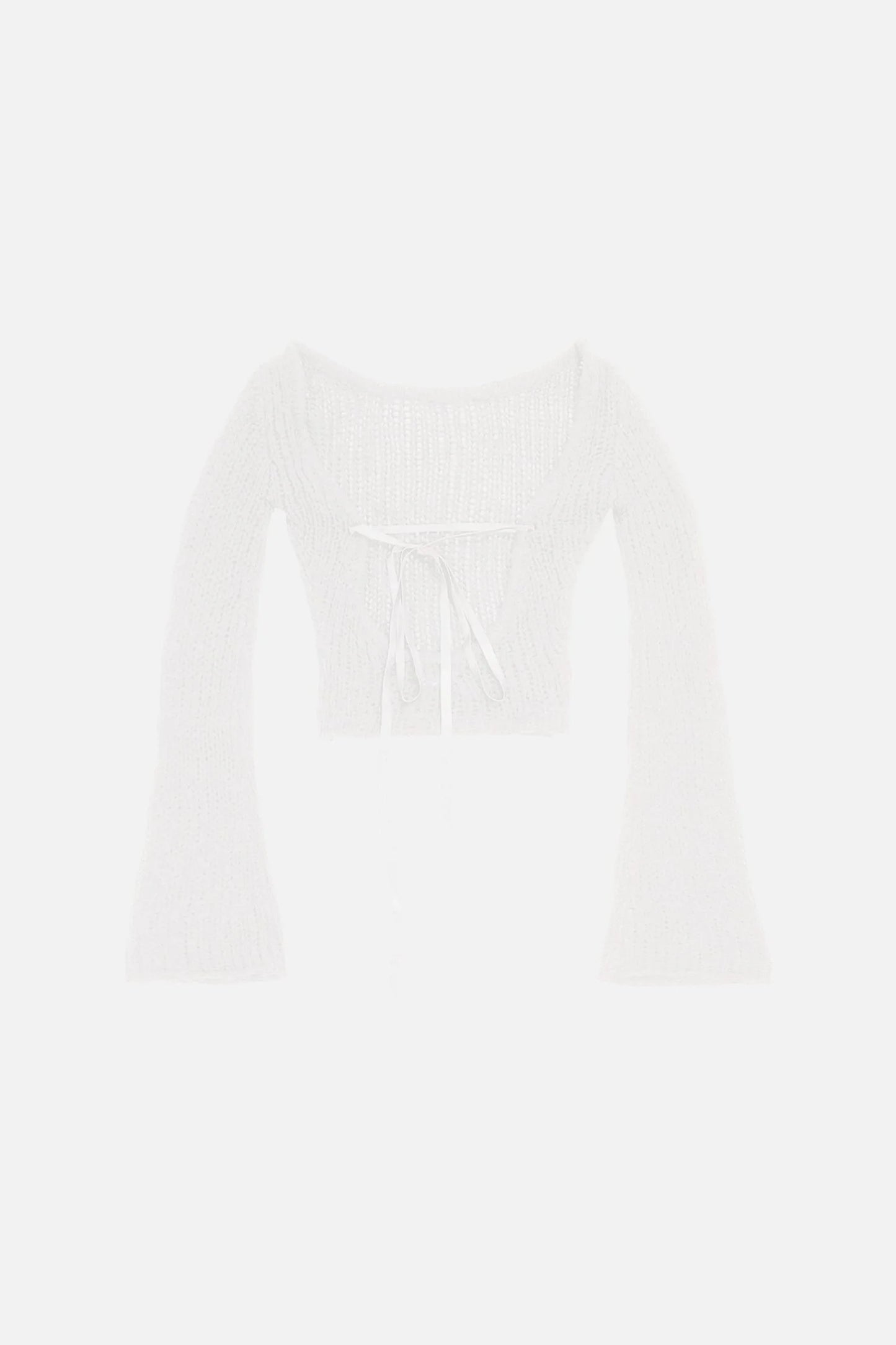 LOOSE-GAUGE MOHAIR CROPPED KNIT SWEATER - pearl
