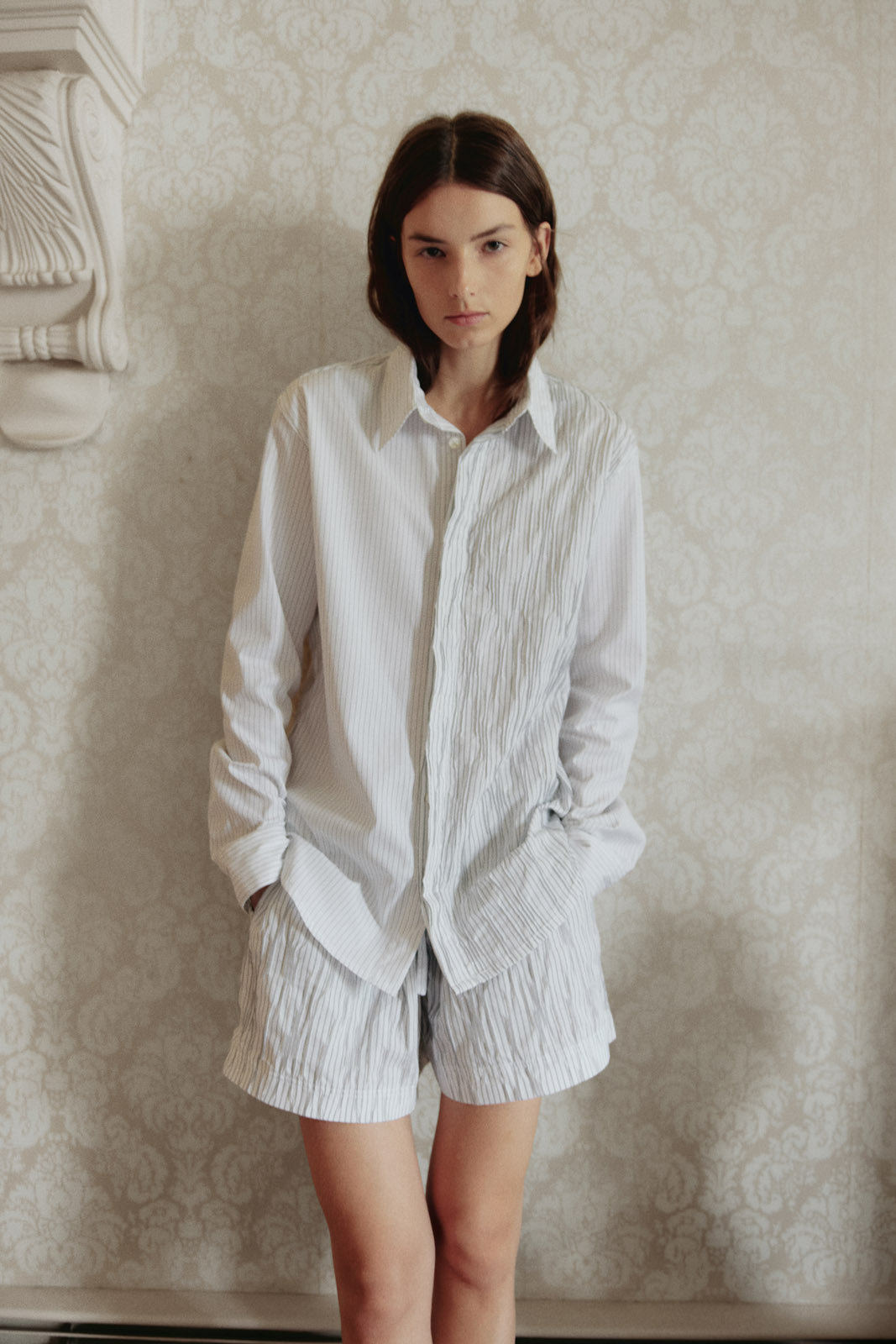 Phantom Creased Japanese Cotton Striped Shirt
