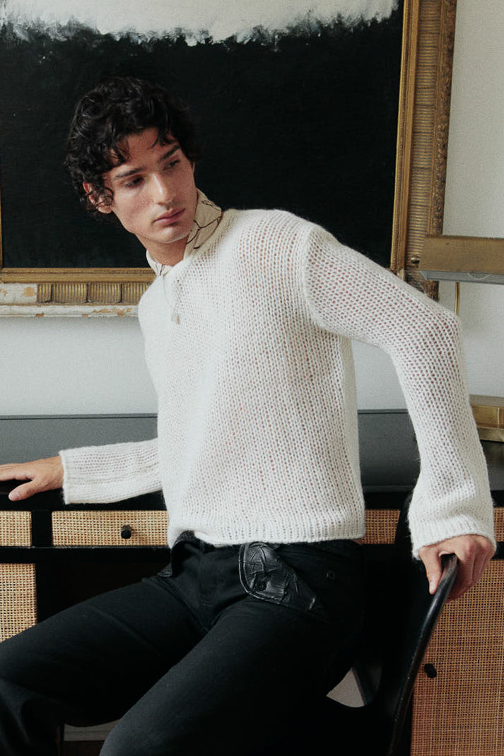 Loose-Gauge Mohair Knit Sweater