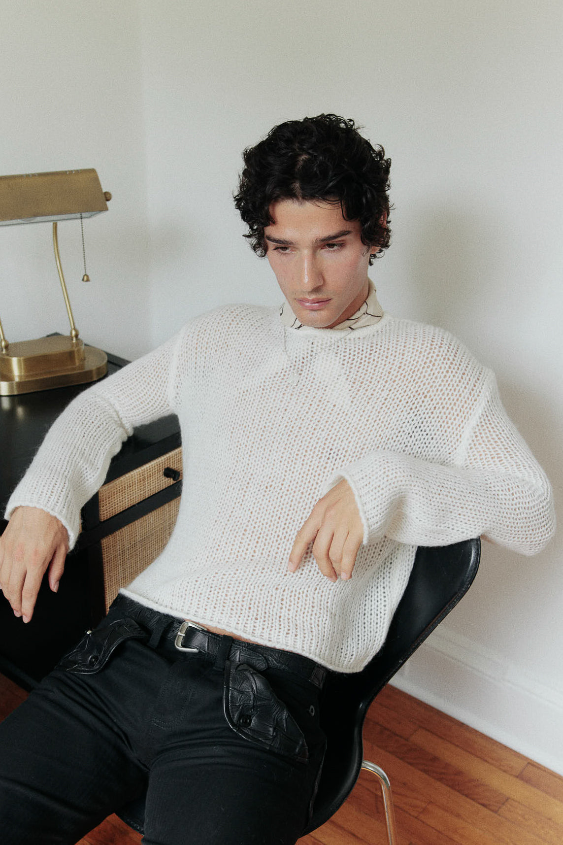 Loose-Gauge Mohair Knit Sweater