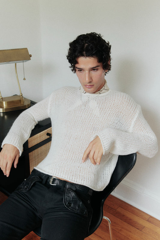 Loose-Gauge Mohair Knit Sweater