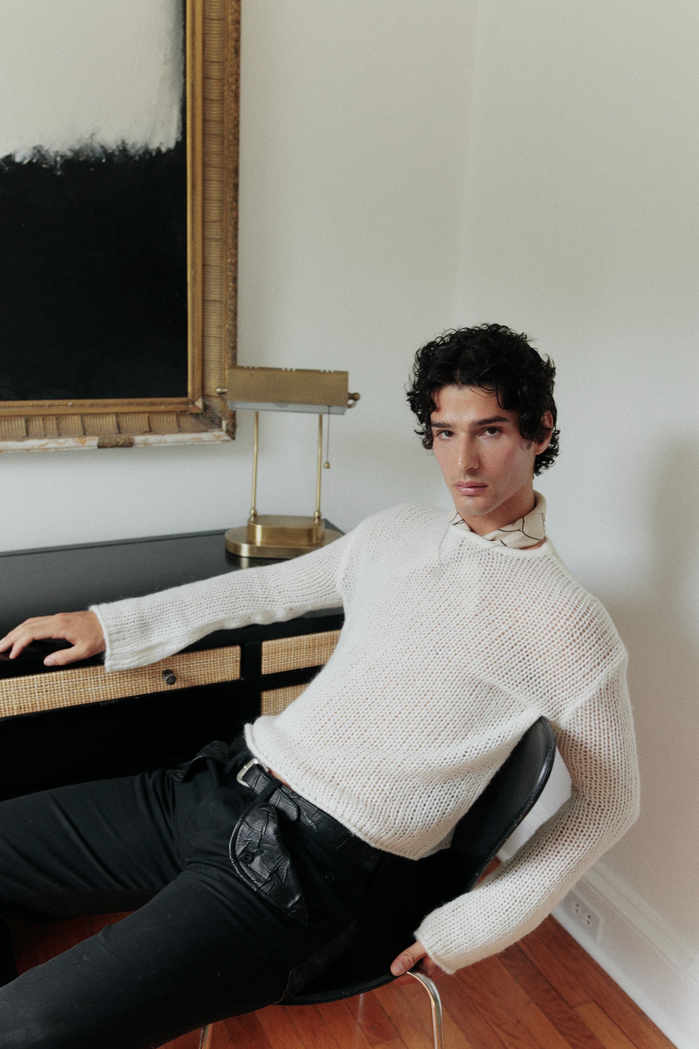 Loose-Gauge Mohair Knit Sweater