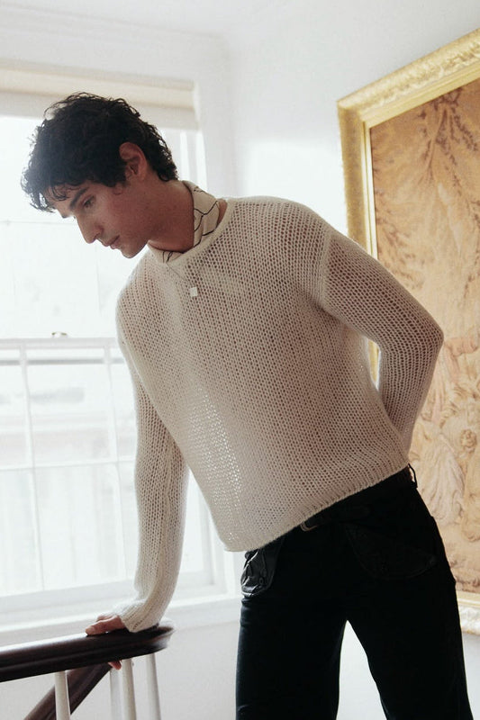 Loose-Gauge Mohair Knit Sweater