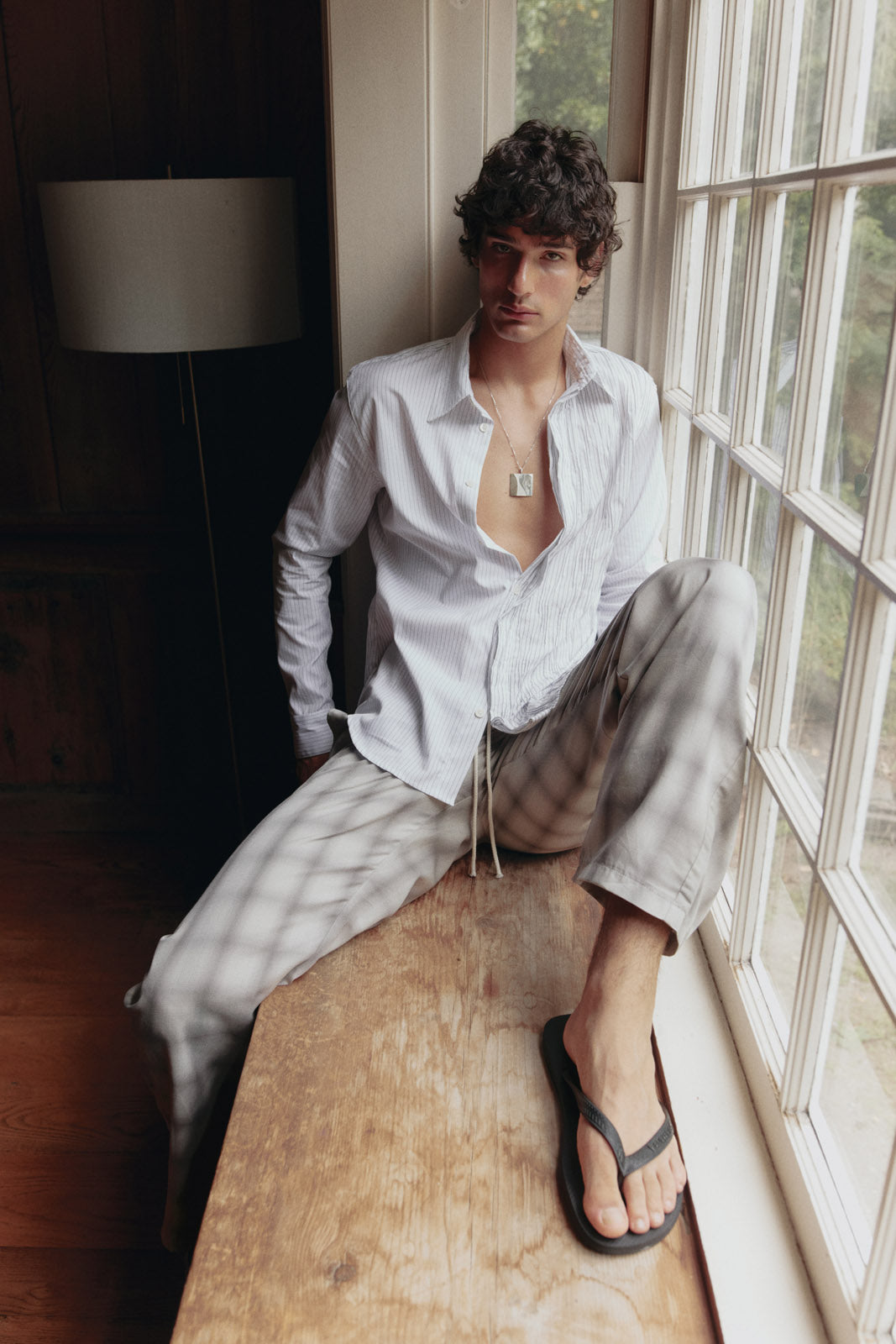 Phantom Creased Japanese Cotton Striped Shirt