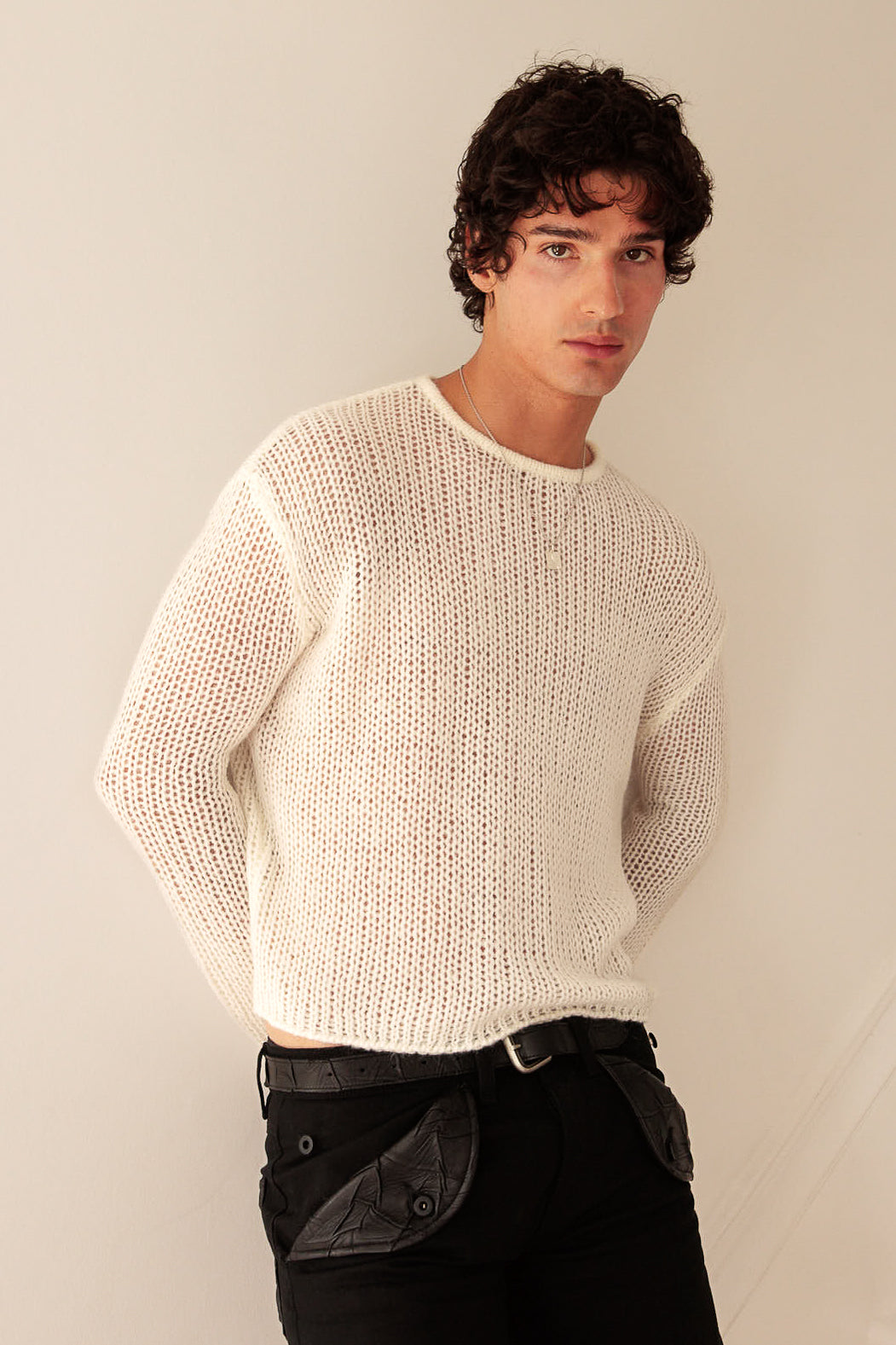 Loose-Gauge Mohair Knit Sweater