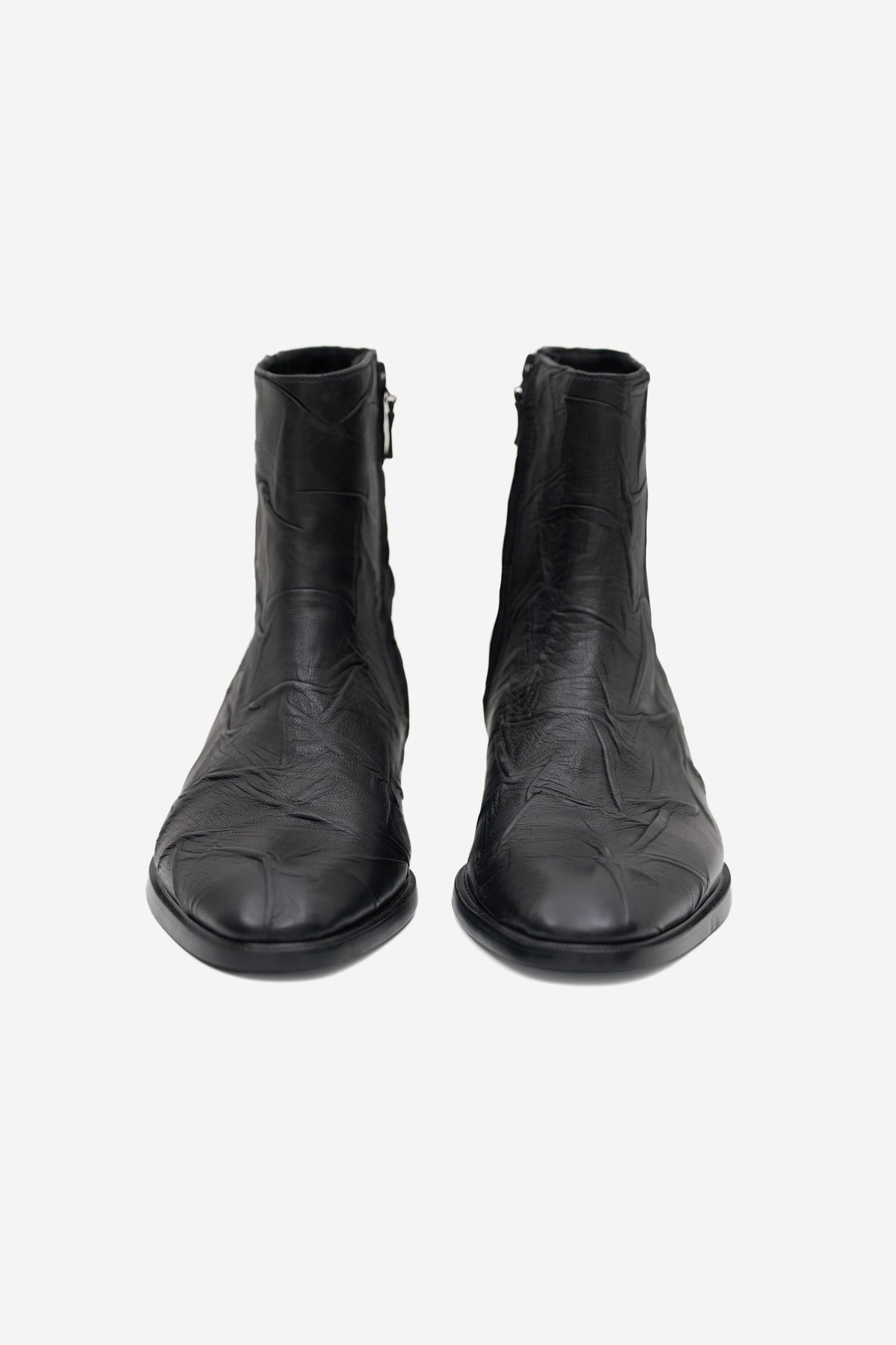 Creased Italian Leather Ankle Boot