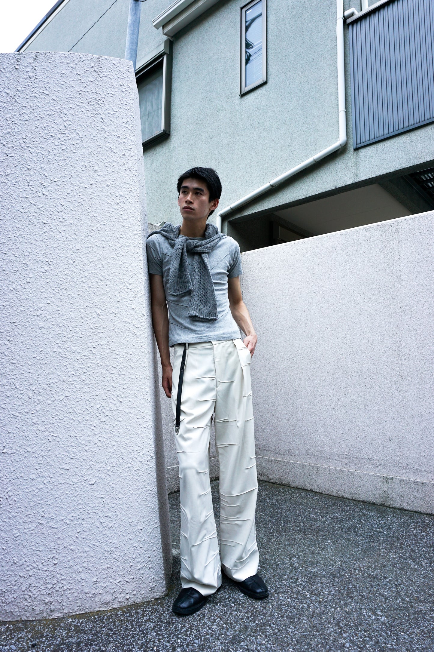 Braille Pleated Wool Trouser