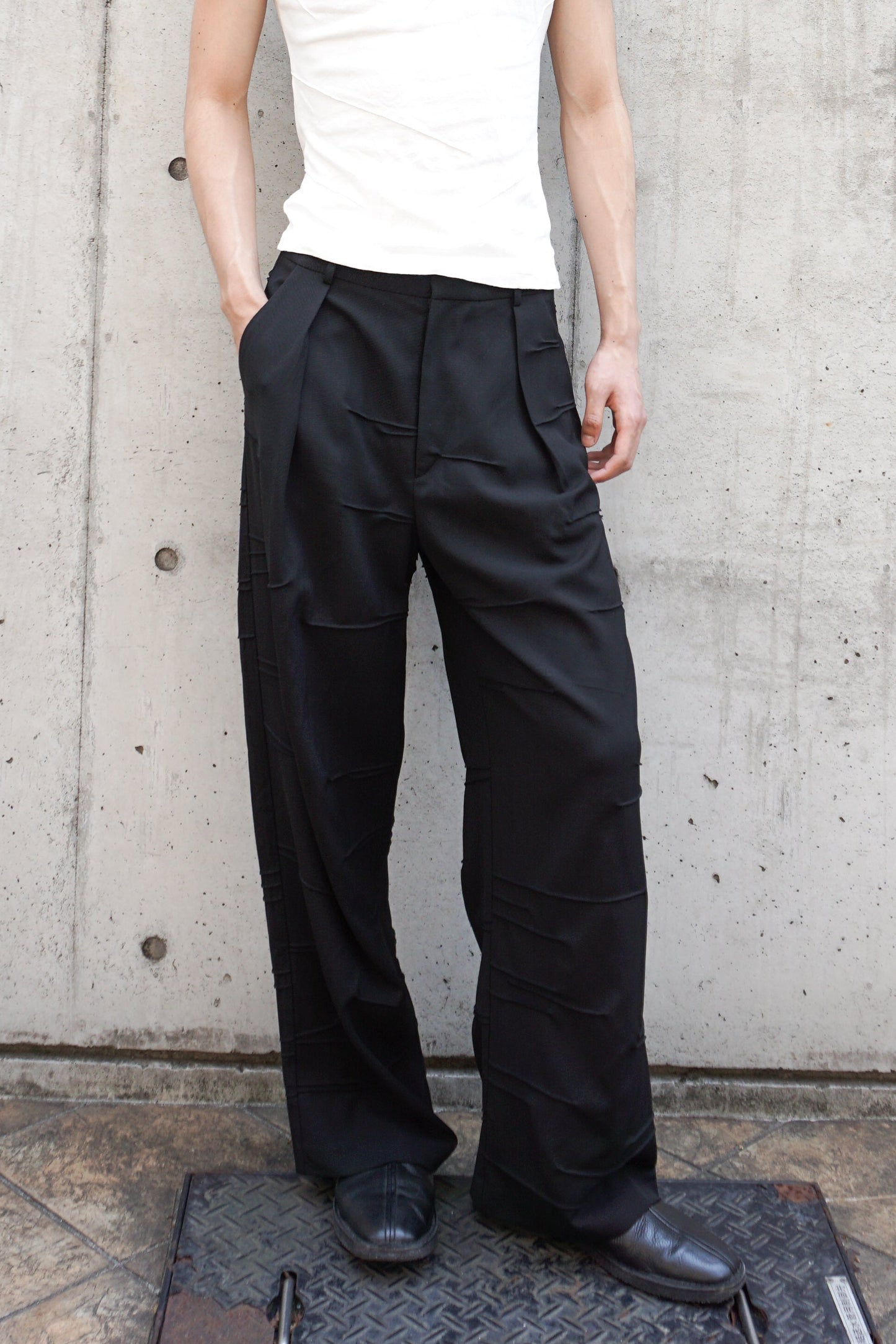 Braille Pleated Wool Trouser