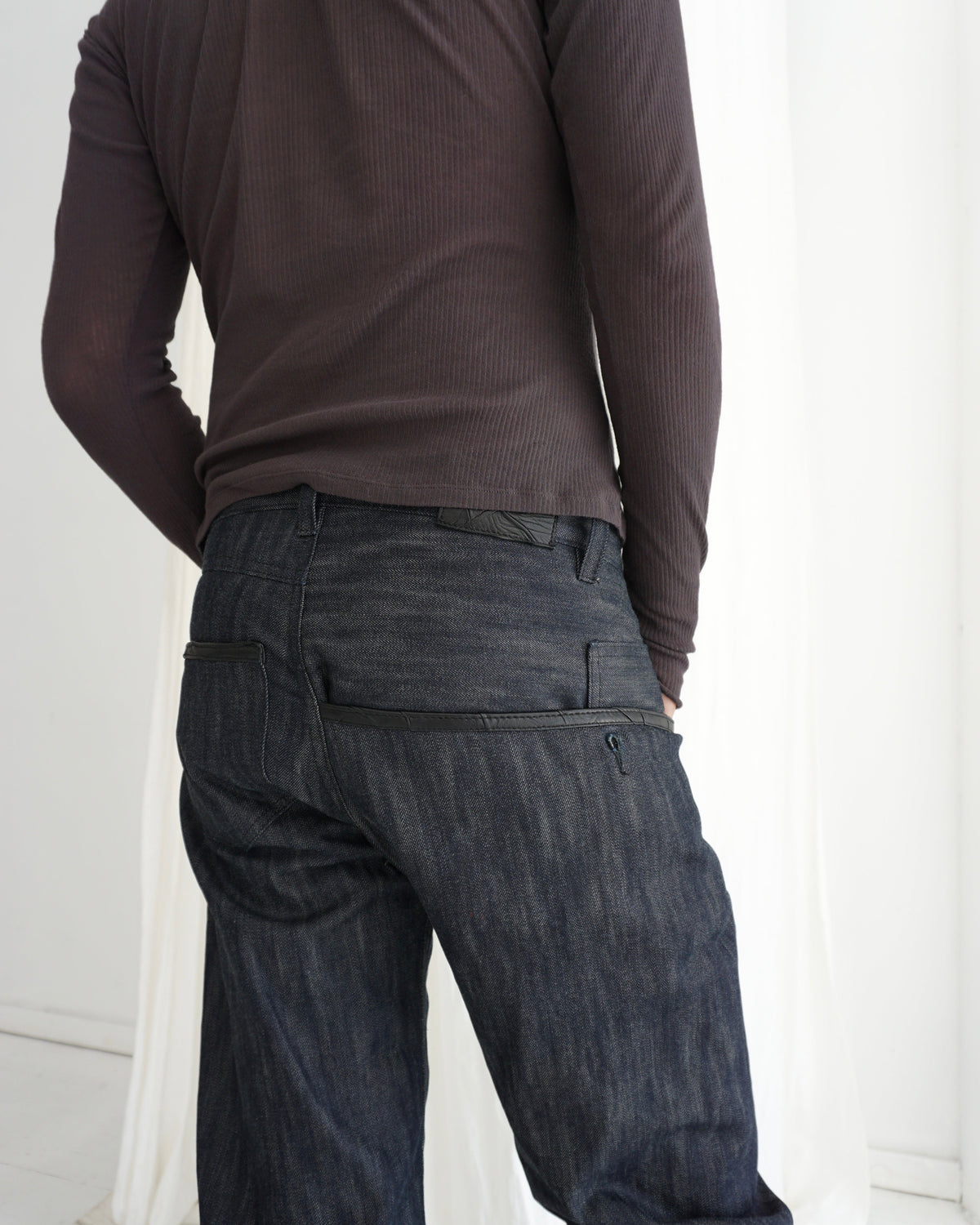 Sling Leather-Trimmed Selvedge Denim