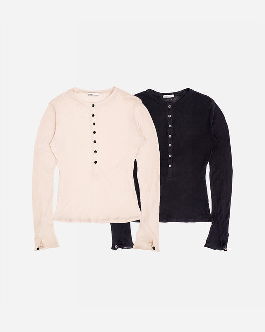 Nero Ribbed Knit Henley (Two-Pack)