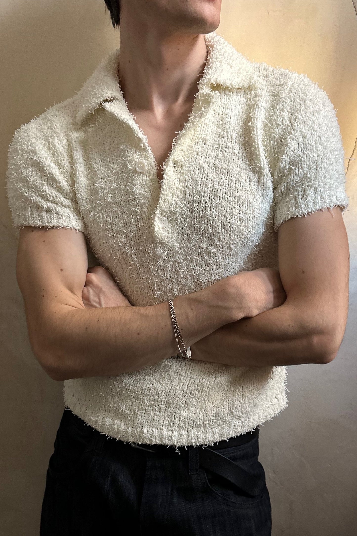 Fringe Knitted Polo Shirt