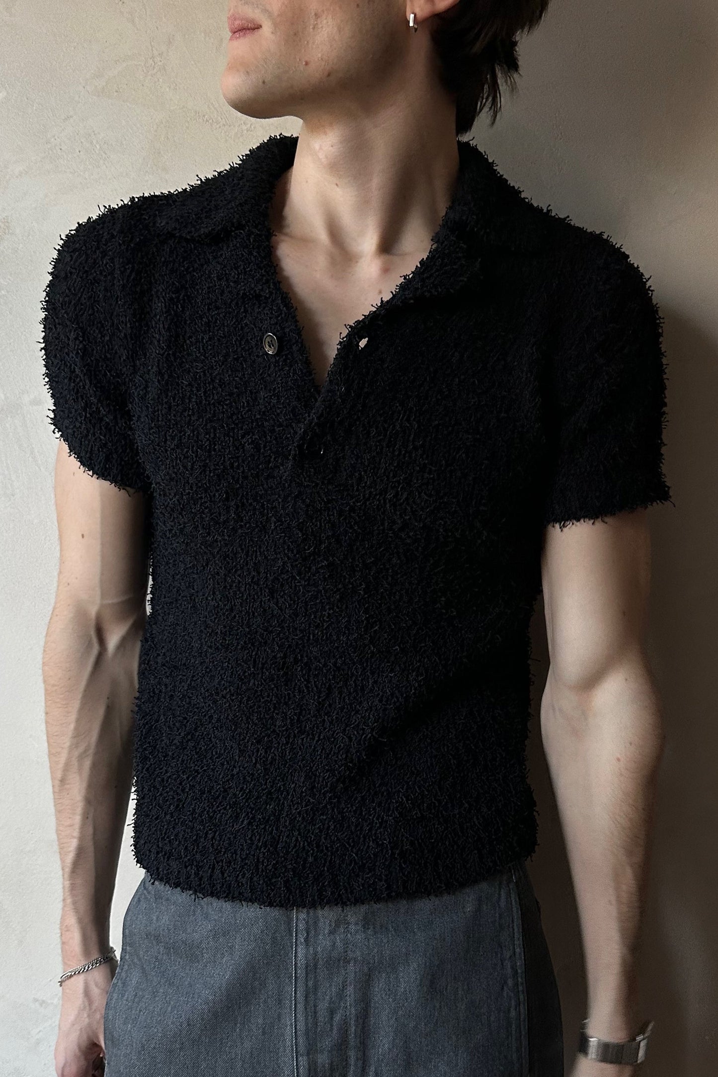 Fringe Knitted Polo Shirt