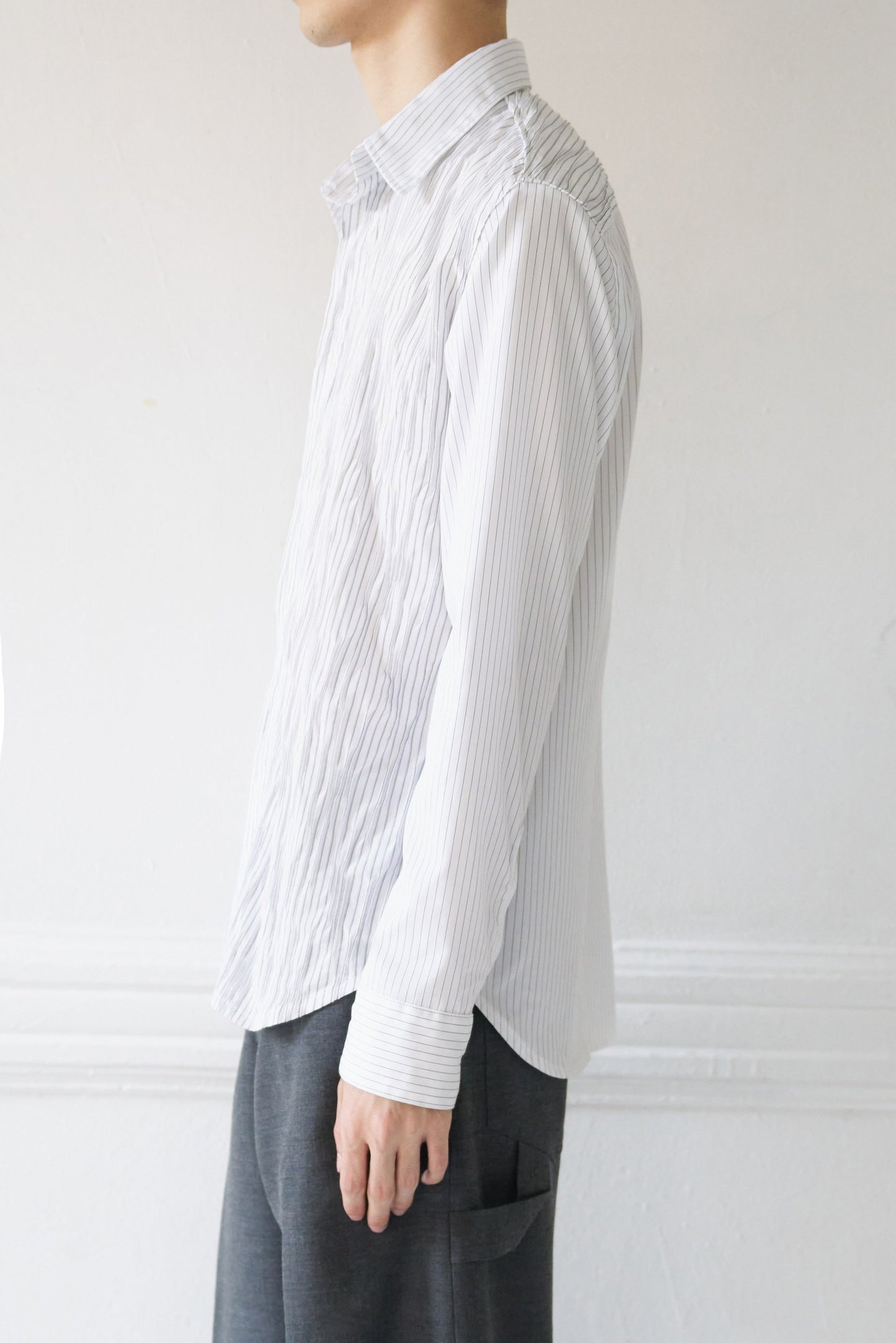 Phantom Creased Japanese Cotton Striped Shirt
