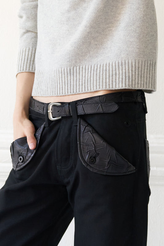 Creased Italian Leather Belt