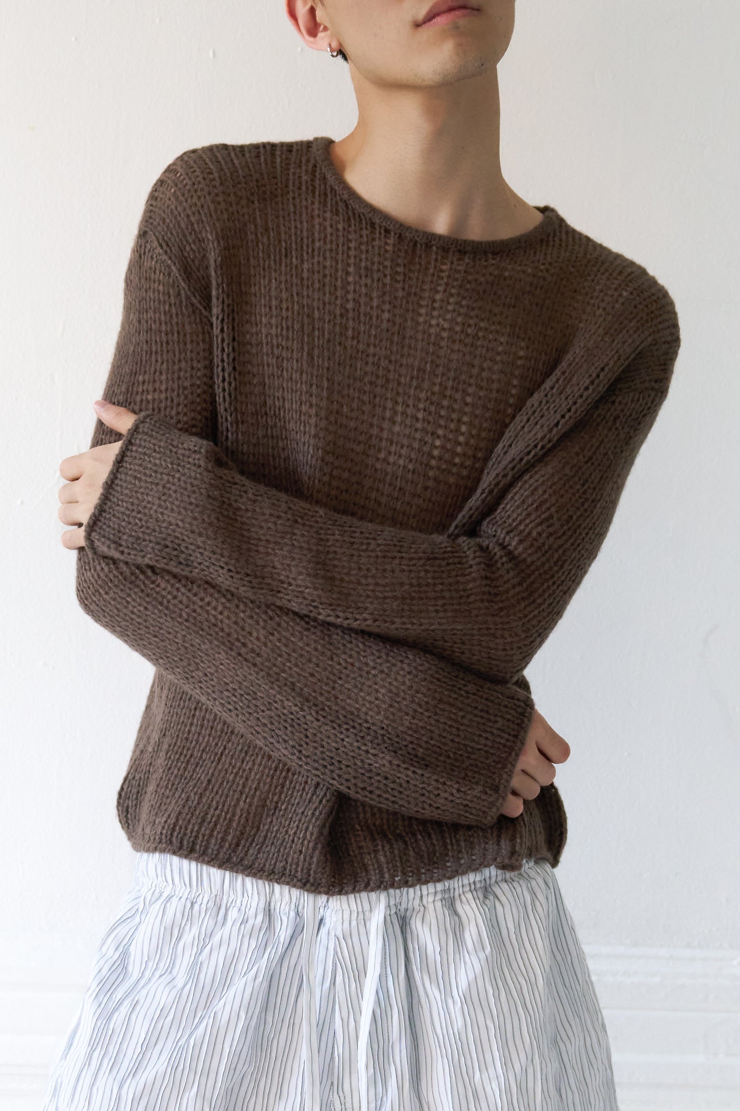 Loose-Gauge Mohair Knit Sweater