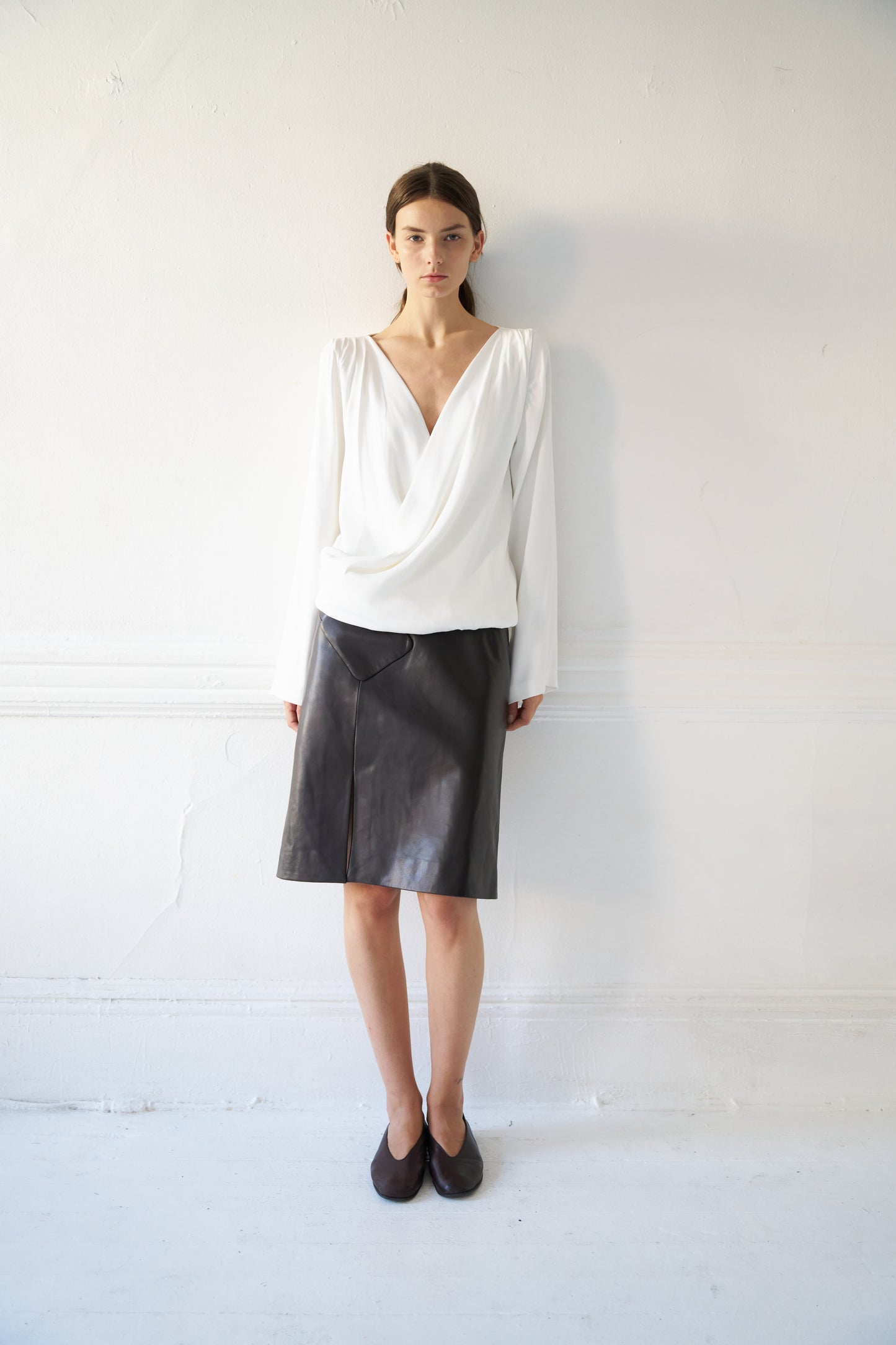 Voile Draped Surplice Blouse