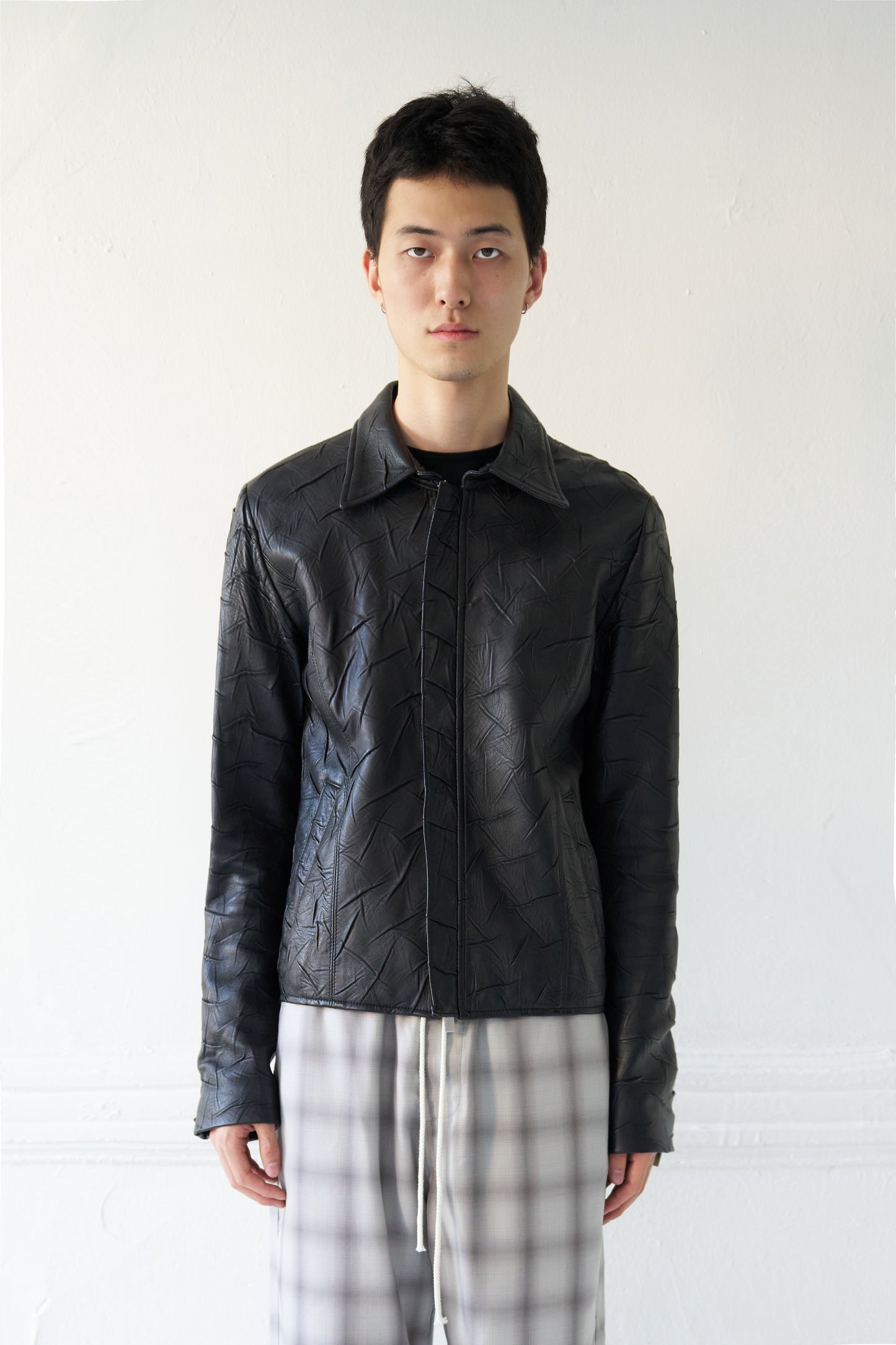 'Terrain' Hand-Creased Italian Leather Jacket