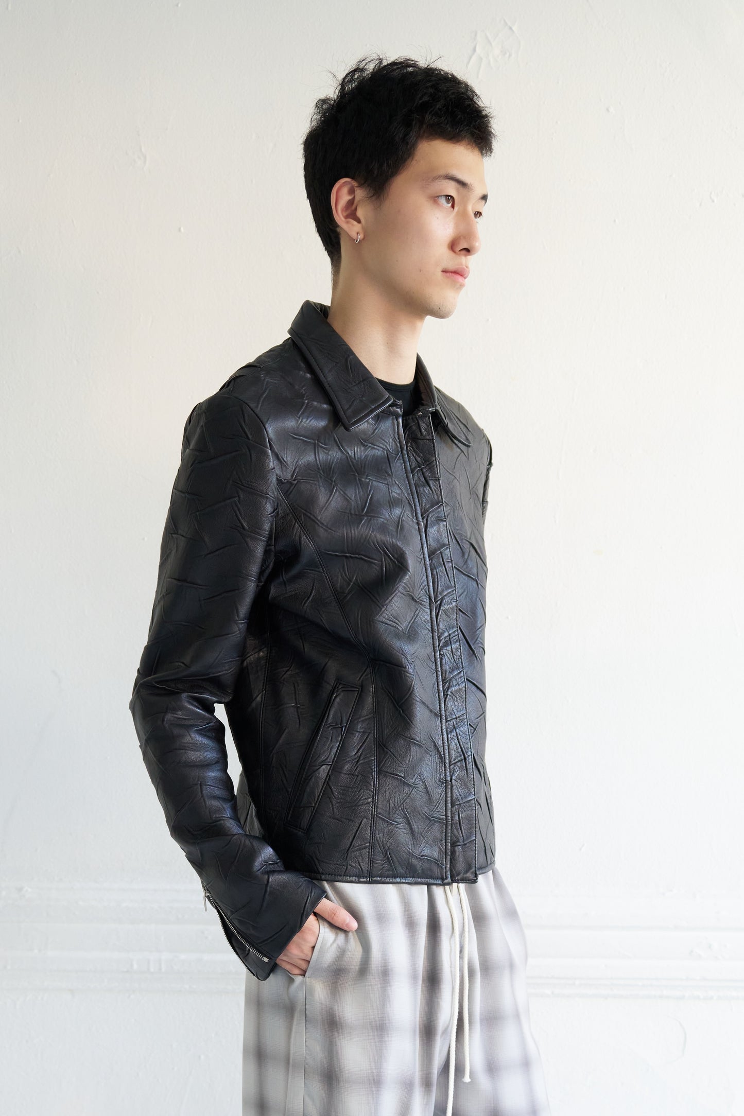 'Terrain' Hand-Creased Italian Leather Jacket