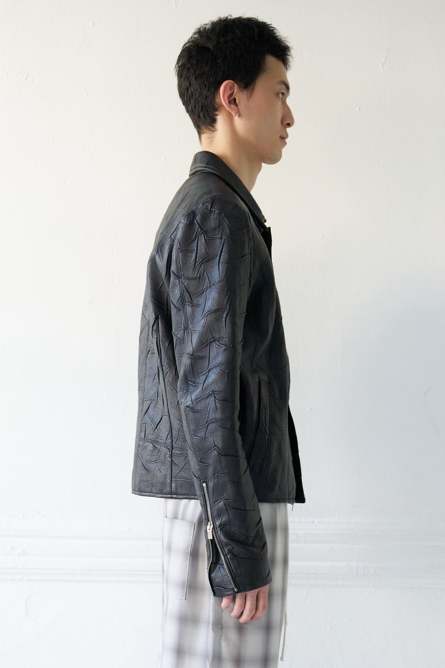 'Terrain' Hand-Creased Italian Leather Jacket