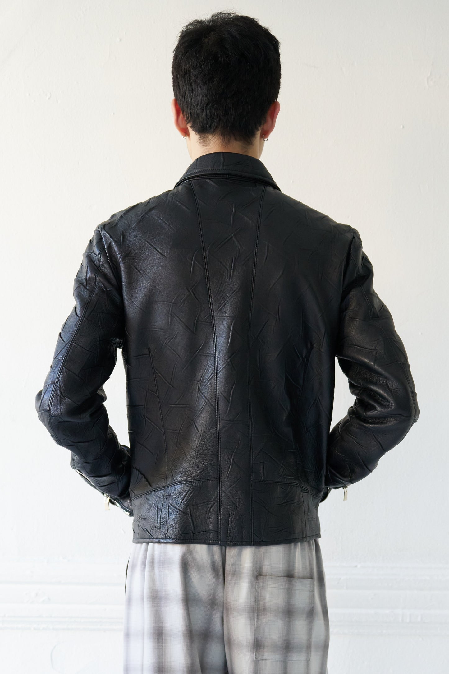 'Terrain' Hand-Creased Italian Leather Jacket