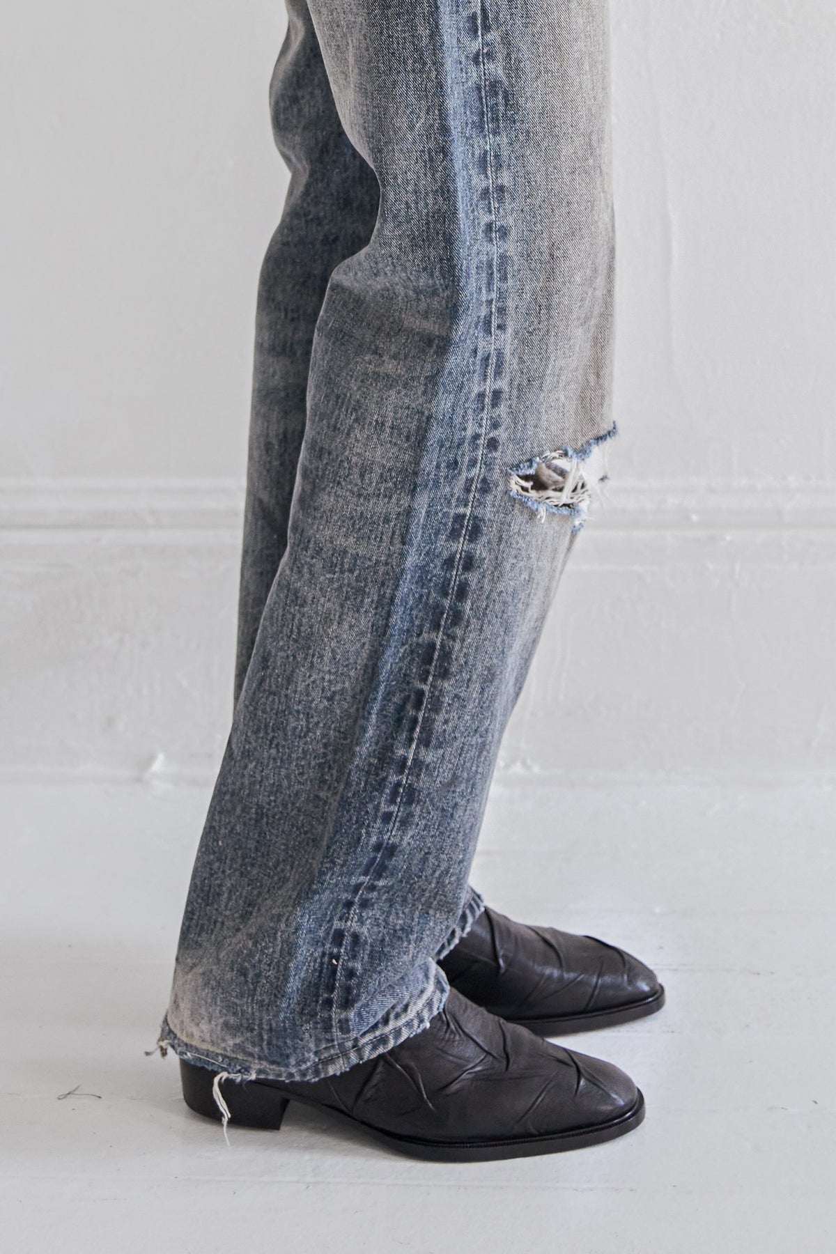 Creased Italian Leather Ankle Boot