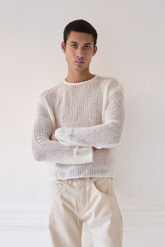 Loose-Gauge Mohair Knit Sweater