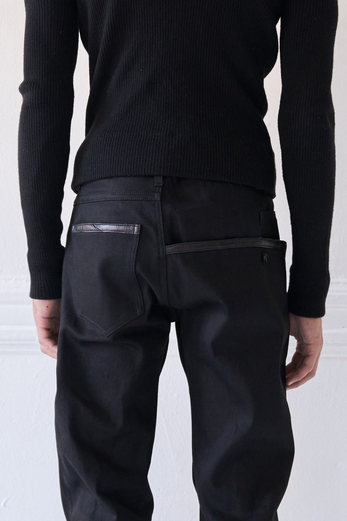 Sling Leather-Trimmed Selvedge Denim